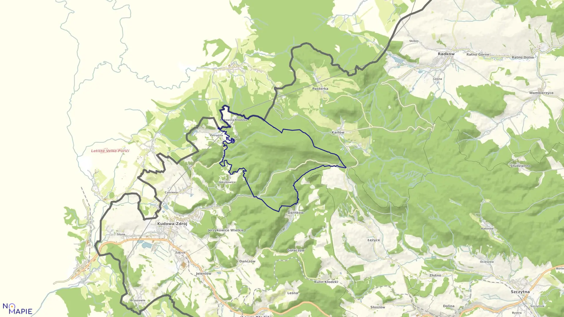 Mapa obrębu Bukowina w mieście Kudowa-Zdrój