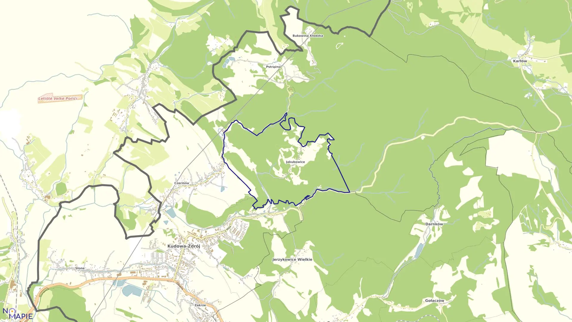 Mapa obrębu Jakubowice w mieście Kudowa-Zdrój