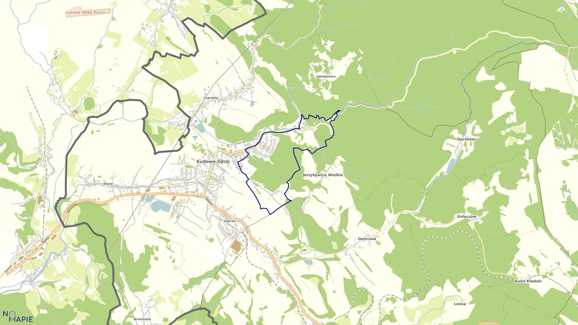 Mapa obrębu Nowy Zdrój w mieście Kudowa-Zdrój