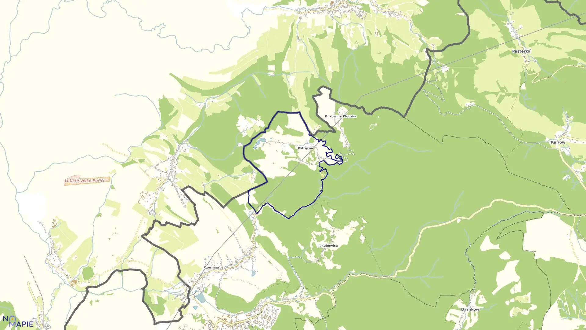 Mapa obrębu Pstrążna w mieście Kudowa-Zdrój