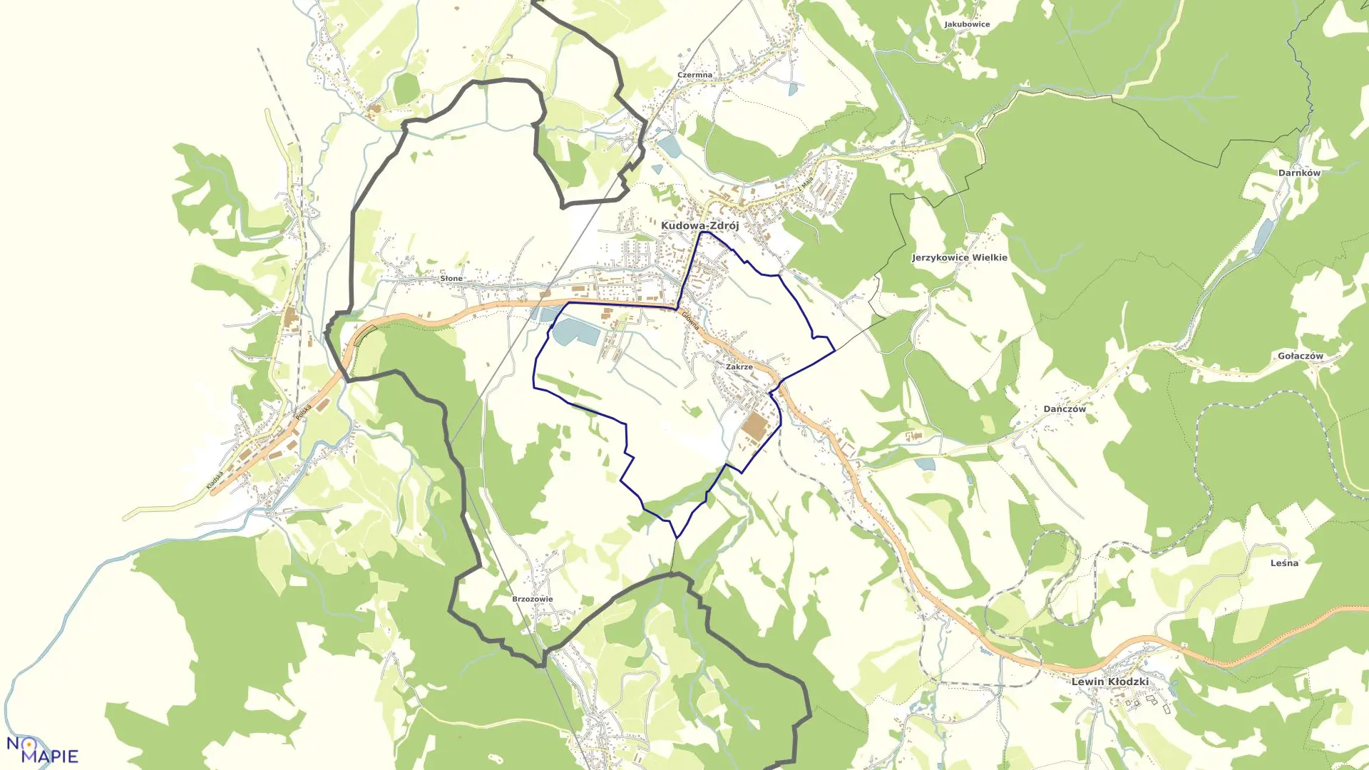 Mapa obrębu Zakrze w mieście Kudowa-Zdrój